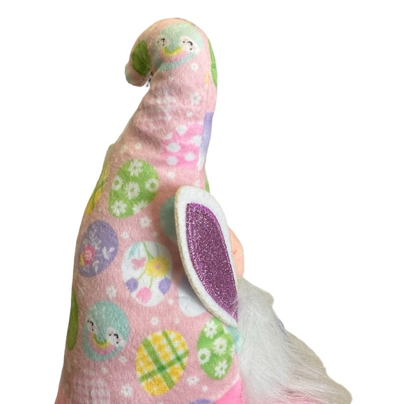 Easter Plush Pink 12" Garden Gnome With Bunny Rabbit Ears & Egg Stuffed Animal - Picture 5 of 6